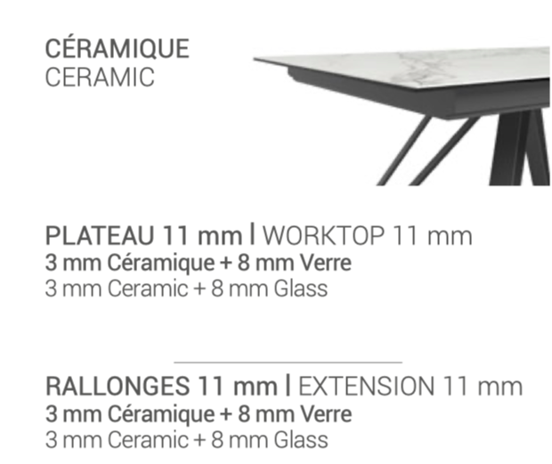 Table en céramique et piètement métal design - fixe ou extensible - Halo par Cancio